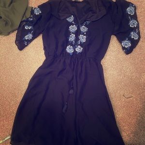 Navy Blue Thin Lined Dress